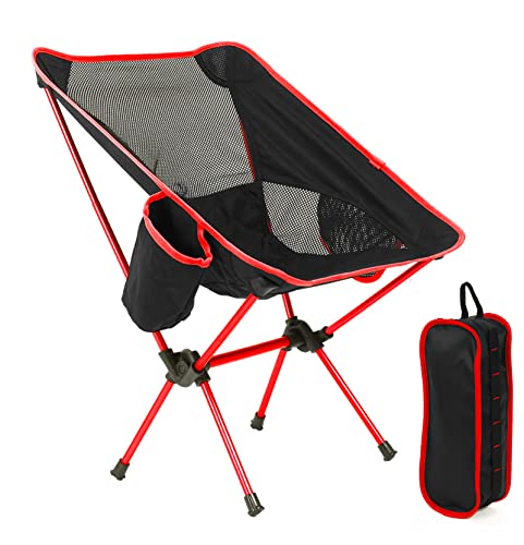SY LITE Camping Chair,Folding Portable Chairs,Lightweight Backpacking Compact Chair with Carry Bag,Perfect for Outdoors,Camping,Hiking,Picnic,Beach.(RED)
