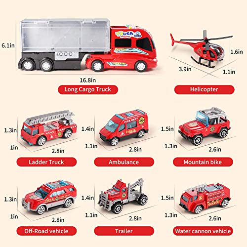 DOLIVE Kids Fire Carrier Truck Transport Car Play Set – Firefighting Toy Kit with Sound & Light,Die-cast Fire Engines,Water Cannon Vehicle,Ladder Truck,Fire Play Mat,Gift Pack for Age 3 4 5 Boys Girls | The Storepaperoomates Retail Market - Fast Affordable Shopping