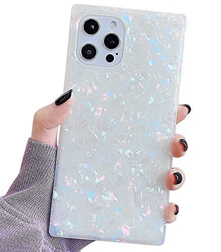 Qokey Compatible with iPhone 12 Pro Max Case 6.7 inch 2020 Square Case Sparkle Bling Slim Cute Case Soft Silicone Crystal Shockproof Cover for Women Girls Bumper Shell Pattern Colorful