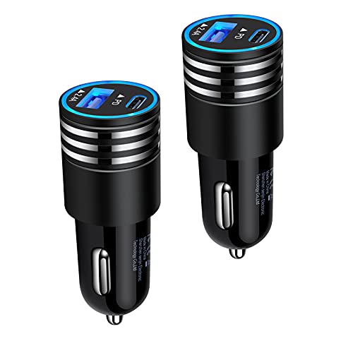 Fast Charging USB C Car Charger for iPhone 14 13 12 11 Pro Max SE XR XS X 8 Samsung Galaxy S23 S22 S21 S20 FE Note20 A12 A32 Google Pixel 7 Pro/6a/6/5/4a/4/3a 3XL,2Pack 30W PD+2.4A Type C Car Adapter