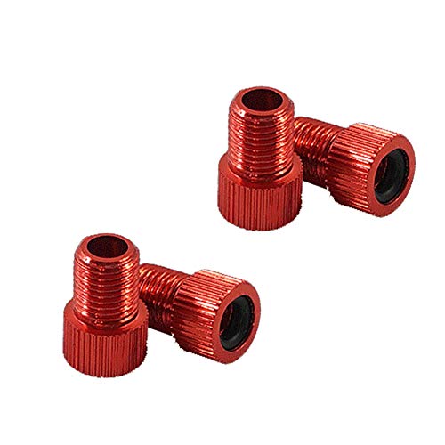 BARMI 4Pcs Presta to Valve Adaptor Bike Bicycle Fixed Gear Tire Connector,Perfect Bike Accessories Red