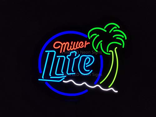 Vivid Sign New Millers LITE Palm Tree Beer Cute Super Bright Vivid LED Neon Sign Lamp 10″