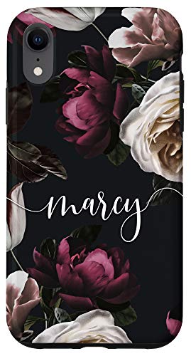 iPhone XR Marcy – Elegant Floral Rose & Peony Personalized Name Case