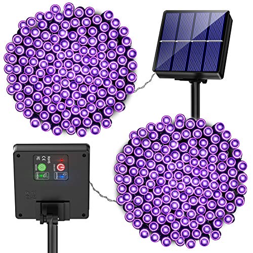 Purple Solar Christmas String Lights – 400 LED 2 Pack 72ft Solar Powered Mini Purple Lights Outside Waterproof Lights String Outdoor with 8 Light Modes for Garden Party Patio Tree Christmas Decoration