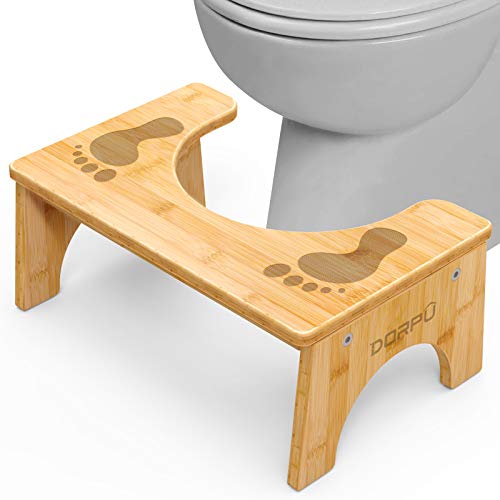 DORPU Squatting Toilet Stool, Bamboo Anti Slip Bathroom Stool for Adults Sturdy Comfy Poop Stool 350 lbs Load Capacity (9 inches)