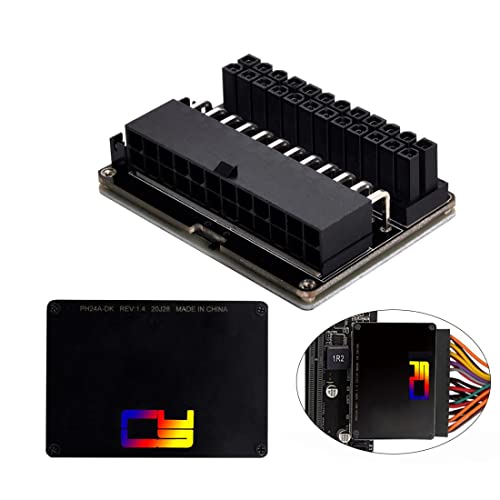 CY 24Pin ATX Female to 24pin Male 90 Degree Power Adapter Mainboard Motherboard with RGB Led for Desktops PC Supply
