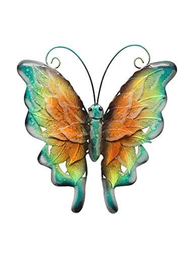 Bownew Butterfly Wall Decor Metal Outdoor Garden Hanging Art Insect Theme Decorations for Home, Yard and Patio – Yellow