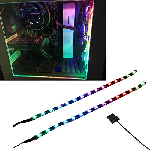 LEDdess LED Light Strip Computer Lighting Rainbow RGB, Magnetic, Molex Connector, 2pcs LED Strip for PC Case Lighting Kit (30cm,S Series)