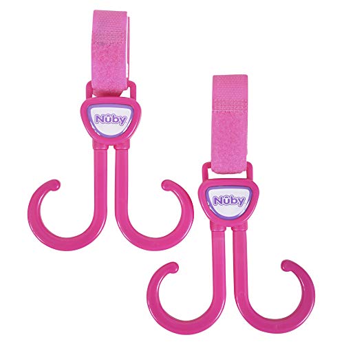 Nuby Double Stroller Hook, Adjustable Hook, Pink