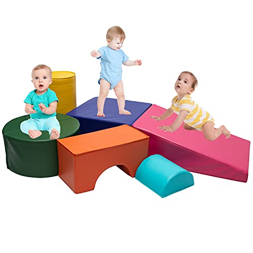 Softscape Climb and Crawl Activity Play Set, 6 Piece Lightweight Blocks Corner Climber for Toddlers, Children’s Composite Toy for Crawling Climbing and Sliding (6PC)