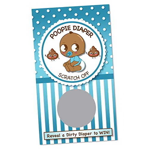 Poopie Diaper Boys Baby Shower Scratch Off Cards 1 – (30 Pack) – Baby Shower Game Scratch Off Tickets – Baby Shower Raffle Tickets – Baby Shower Door Prize – Scratch & Win for Boys Baby Shower