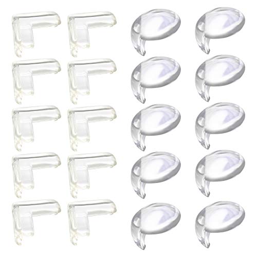 Acorn Baby Clear Corner Guards – 20pk Round and Square Baby Corner Protectors Baby Proofing Corner Guards with Adhesive