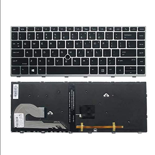 SOUTHERNINTL New Repalcement for HP EliteBook 745 840 G5 G6 US Keyboard Backlit with Silver Frame & Mouse Point L11307-001 L14377-001 L11308-001 L14378-001