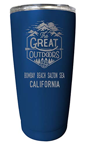 R and R Imports Bombay Beach Salton Sea California Etched 16 oz Stainless Steel Insulated Tumbler Outdoor Adventure Design Navy.
