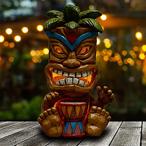 Yiosax Solar Lights Outdoor Garden Decor- Easter Garden Statues and Tiki Figurines for Bar Patio Lawn Yard Decorations | Auto On/Off & Long Working Hours(10.43inch Tall