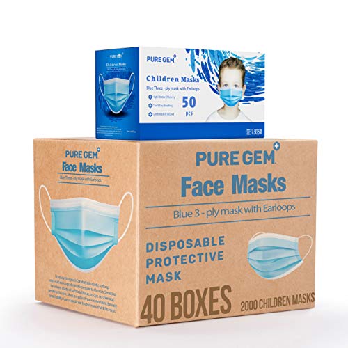 Premium Pack of 2,000 (40 x 50 Masks) Children’s Size Single Use Disposable Kids Face Mask, Boys and Girls, Soft on Skin, Bulk Pack 3-Ply Masks | Facial Cover with Elastic Earloops For Childcare, School (Pack of 2000 Kids Masks) | The Storepaperoomates Retail Market - Fast Affordable Shopping
