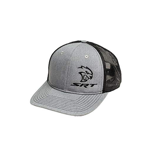 Dodge SRT Hellcat Snapback Trucker Hat for Men Heather Grey/Black
