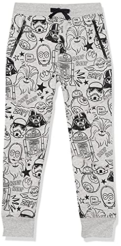 Amazon Essentials Disney | Marvel Boys’ Zip-Pocket Fleece Jogger Pants (Previously Spotted Zebra), Grey, Star Wars/Doodle, XX-Large