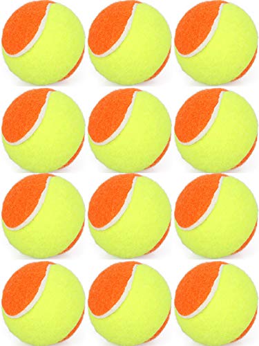 Tennis Balls Beach Tennis Balls for Beginners Low Compression Stage Tennis Ball Youth Training Practice Use Playing Balls Orange 12-Pack Bag with Ball