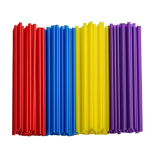 [250 Pack] Disposable Plastic Drinking Straws – 7.75″ High – Assorted Colors