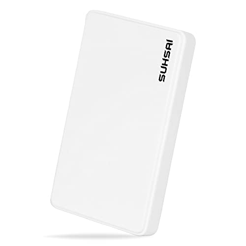 SUHSAI 160GB Portable External Hard Drive, Ultra Slim & Compatible USB 2.0 Backup and Storage HDD for PC, Mac, Laptop, Desktop, Chromebook (White)