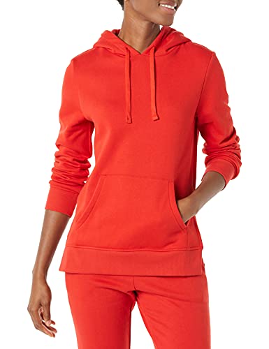 Amazon Essentials Women’s French Terry Hooded Tunic Sweatshirt, Red, Large