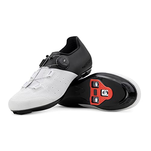 Tommaso Pista Aria Elite Women’s Indoor Cycling Ready Cycling Shoe and Bundle – White/Black – Look Delta – 40