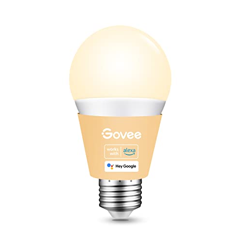 Govee Smart Light Bulbs Dimmable, Work with Alexa & Google Assistant, 60 Watt Soft Warm White LED Light Bulbs with WiFi Bluetooth, 2700K 800Lumen A19 9W 60W Equivalent, Smart Bulb for Bedroom, 1 Pack