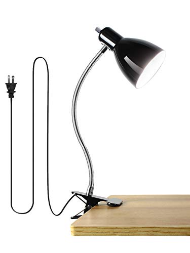 Desk lamp Eye-Caring Table Lamps, 360°Rotation Gooseneck Clip on Lamp, Clip On Reading Light, Portable Reading Book Light, Clamp Light, Study Desk Lamps for Bedroom and Office Home Lighting (Black)