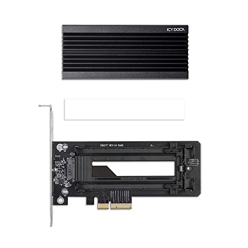 ICY DOCK NVMe PCIe Adapter for 1 x M.2 NVMe SSD to PCIe 3.0/4.0 x4 with Heat Sink & PCIe Bracket (Support up to 22110) | EZConvert Ex Pro MB987M2P-1B