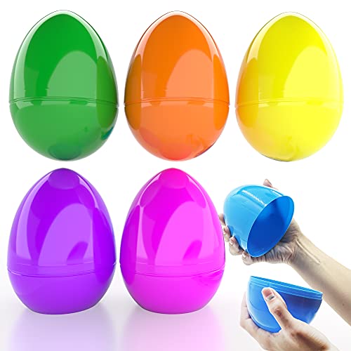 Jumbo Fillable Easter Eggs Colorful Bright Plastic Easter Eggs, Stands Upright, Perfect For Easter Egg Hunt, Surprise Egg, Easter Hunt, Assorted Colors, 6″ Giant Fillable Eggs (6-Pack)