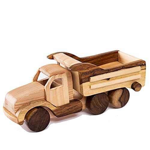 VINNY Wooden Truck Toys Car for Toddlers, Unpainted, Safe to Play, Handmade in Vietnam (Truck)