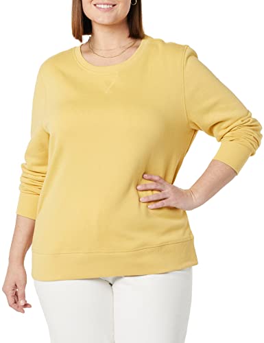 Amazon Essentials Women’s French Terry Fleece Crewneck Sweatshirt (Available in Plus Size), Dark Yellow, Large