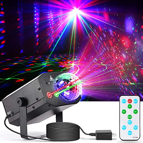Party Lights Disco Ball Light, Dj Disco Lights LED Stage Light Strobe Lights Sound Activated with Remote Control for Xmas Club Bar Parties Holiday Christmas Birthday Wedding Home Decoration