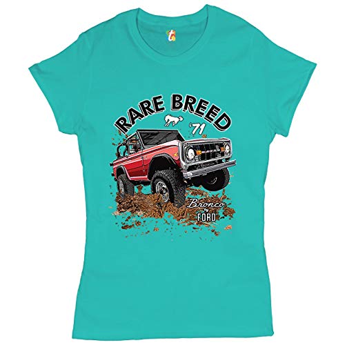 Rare Breed T-Shirt Bronco by Ford Licensed Women’s Tee Light Blue Medium