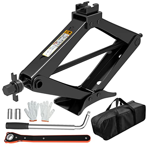 IMAYCC Scissor Jack for Car/SUV/MPV -Thickened Max 3.0 Ton (6614 lbs) Car Jacks with Hand Crank Trolley Lifter, Portable Emergency Car Jack Kit with Wheel Wrench.
