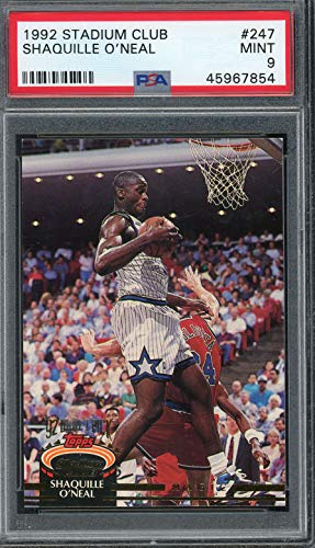 Shaquille O’Neal 1992 Topps Stadium Club Basketball Rookie Card RC #247 Graded PSA 9 MINT