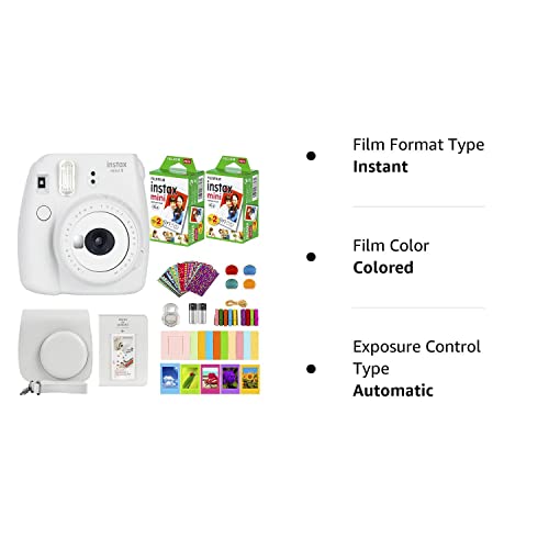 FujiFilm Instax Mini 9 Instant Camera + Fujifilm Instax Mini Film (20 Sheets) Bundle with Deals Number One Accessories Including Carrying Case, Color Filters, Kids Photo Album + More (Smokey White) | The Storepaperoomates Retail Market - Fast Affordable Shopping