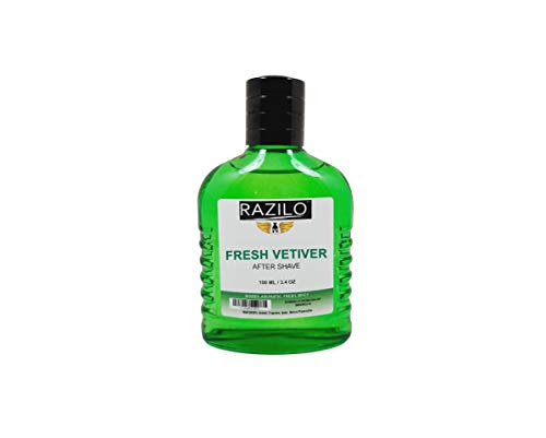 Vetiver Aftershave for Men Splash Glass Bottle 3.4oz / 100ml (Razilo Fresh Vetiver)