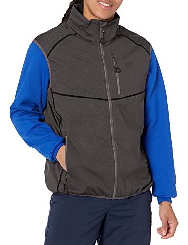 HUK Men’s Standard Fin Vest | Water Repellent Performance Zip Jacket, Iron Heather, Large