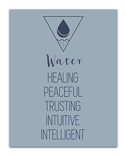 I am Water, Four Sacred Elements with Symbols and Meanings – Gift’s for Men – Healing, Peaceful, Trusting, Intuitive, Intelligent Spiritual Energy Wall Art Decor- Unframed 11 x 14 Print – Zen gifts