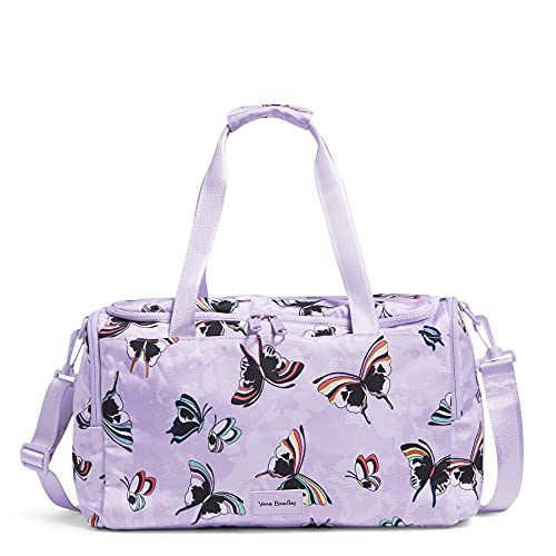 Vera Bradley Women’s Recycled Lighten Up Reactive Small Gym Bag Travel, Lavender Butterflies, One Size