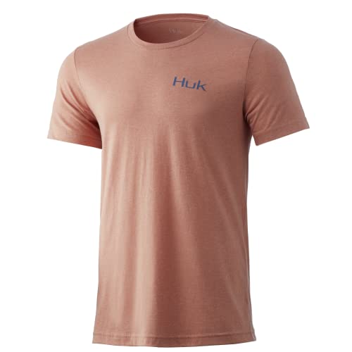 HUK Men’s Standard KC Scott Short Sleeve Tee | Performance Fishing T-Shirt, Dolphin-Fusion Coral Heather, Medium