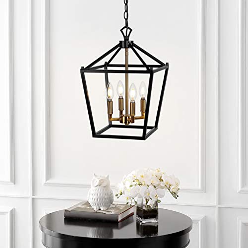 JONATHAN Y JYL7436D Pagoda Lantern Dimmable Adjustable Metal LED Pendant Classic Traditional Dining Room Living Room Kitchen Foyer Bedroom Hallway, 12 in, Oil Rubbed Bronze/Brass Gold | The Storepaperoomates Retail Market - Fast Affordable Shopping