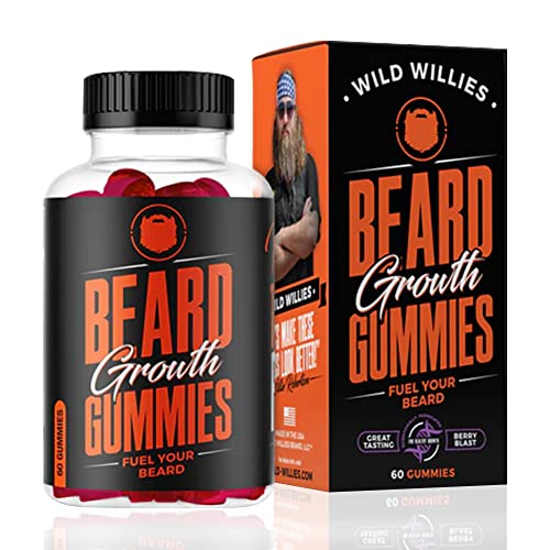 Wild Willies Beard Growth Gummies Supplement Grow Fuller & Thicker Beard, Formulated with Biositol Complex & 19 Hair Grooming Nutrients & Vitamins – 60 Gummies, Berry Blast Flavor