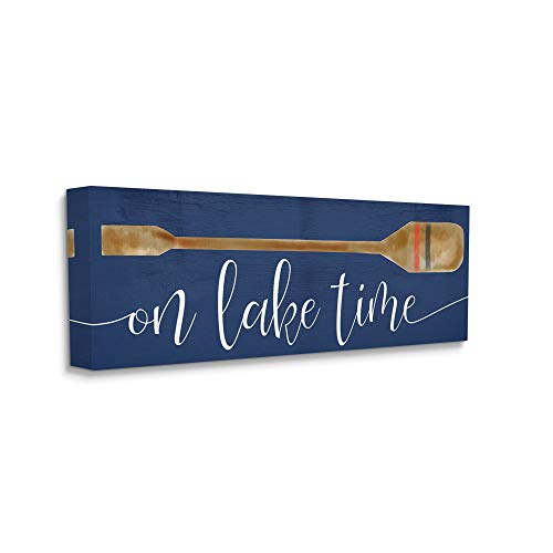 Stupell Industries On Lake Time Phrase Boat Oar Over Blue, Designed by Daphne Polselli Canvas Wall Art, 17 x 40