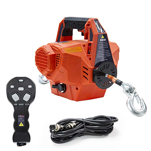 Prowinch Portable Electric Winch Hoist 1000 lbs. Rechargeable Battery Powered with Wireless Remote Control System 24V