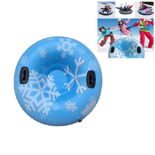 Inflatable Snow Tube with Handle, Winter Thickening Skiing Ring Heavy Duty Snow Sleds for Kids Adults PVC Sledge Tire Tube Ski Pad Funny Outdoor Activities (Blue/47 inches)