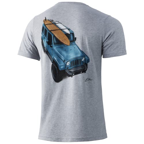 HUK Men’s Standard KC Scott Short Sleeve Tee | Performance Fishing T-Shirt, Options-Sharkskin Heather, X-Large