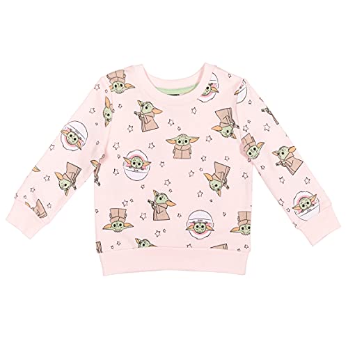 STAR WARS The Mandalorian Baby Yoda Big Girls French Terry Pullover Sweatshirt Pink 7-8